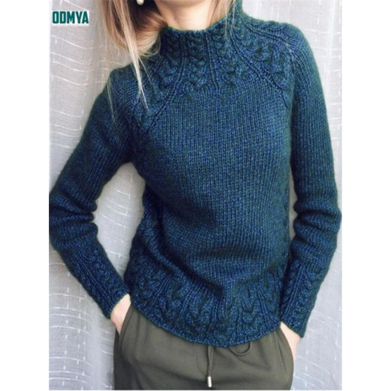 Half Height Collar Thicker Pullover Sweater Women Knitwear Supplier