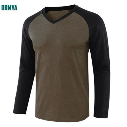 Men's long sleeve contrast raglan sleeves shirts