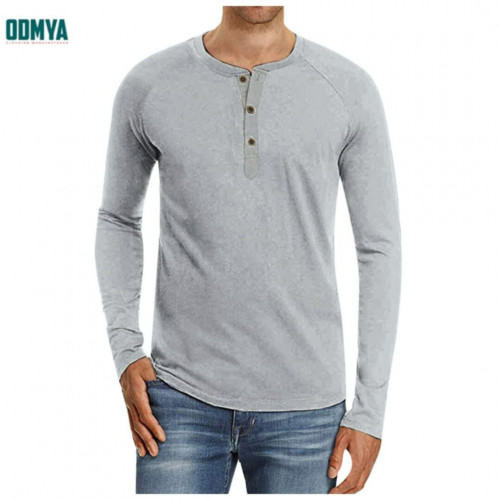 Long sleeve round collar pullover OEM men's leisure shirts