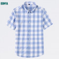 Summer Men's Printed Plaid Pattern Short Sleeve Shirt Tops Supplier