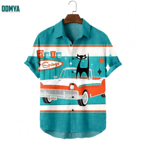 Summer Printed Irregular Pattern Short Sleeve Men′s Shirt