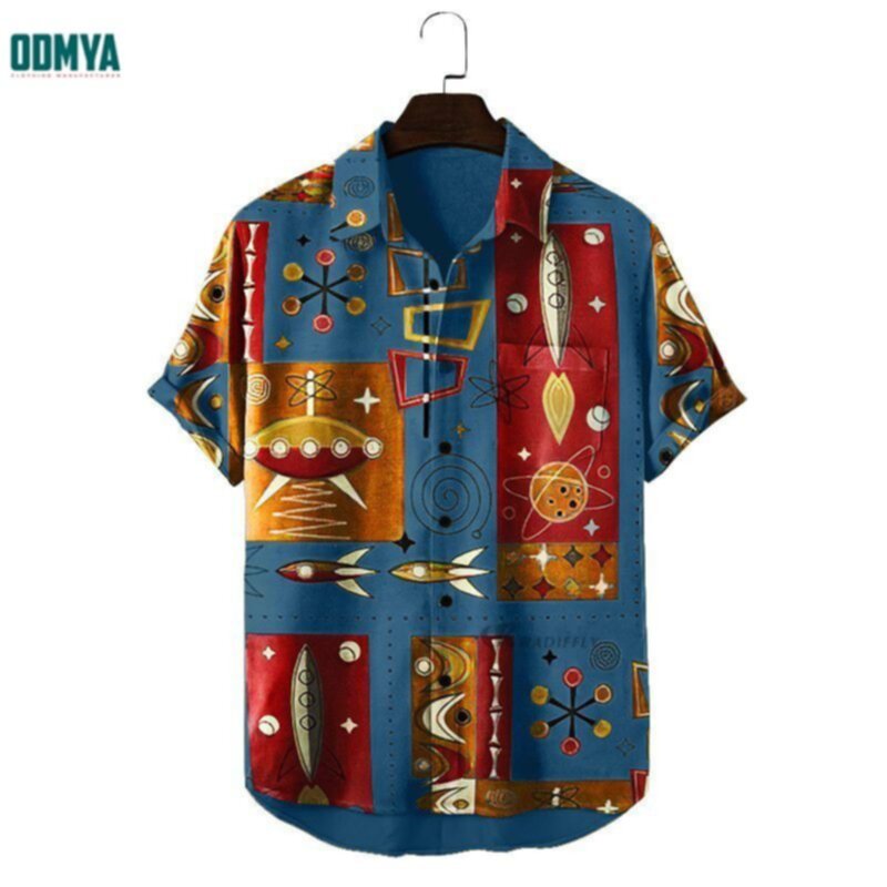 Summer Printed Irregular Pattern Short Sleeve Men′S Shirt Supplier