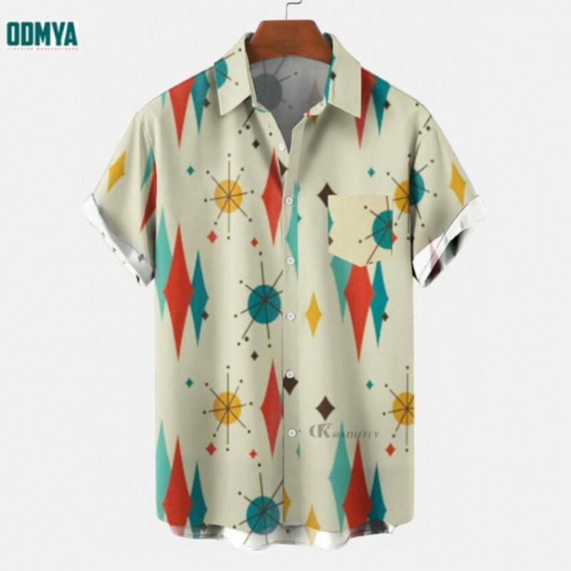 Summer Printed Irregular Pattern Short Sleeve Men′S Shirt Supplier