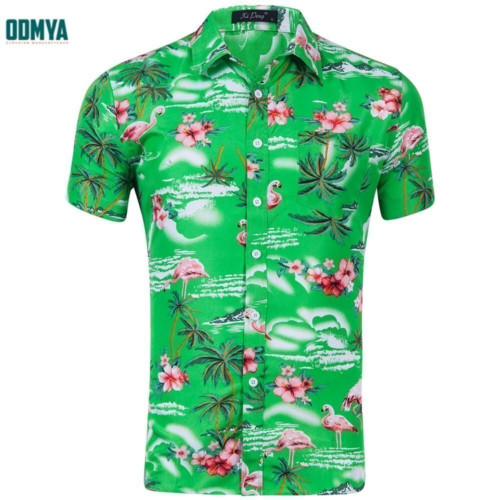 Summer Short Sleeve Lapel Shirt OEM Printed Men′s Blouses