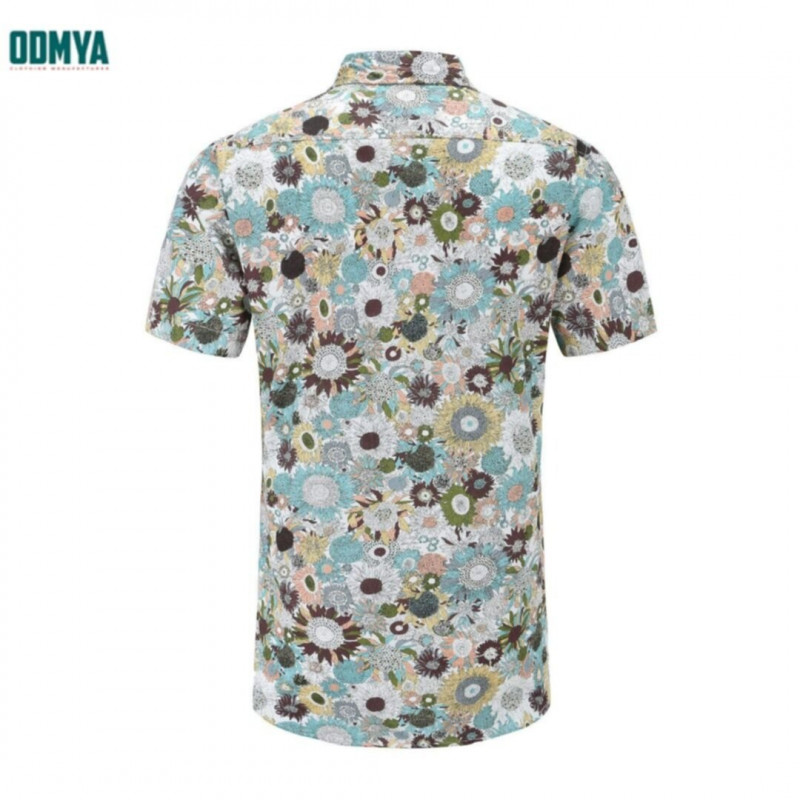 Summer Printed Flower Pattern Short Sleeve Men's Shirt Supplier