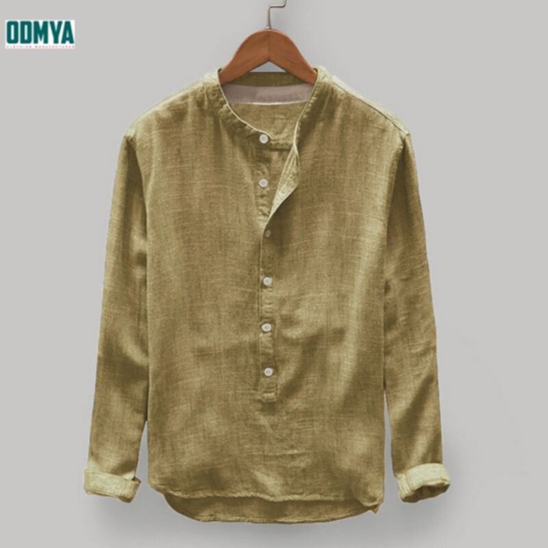 Loose Stand-Up Collar Soft Polyester Casual Men Shirt Supplier