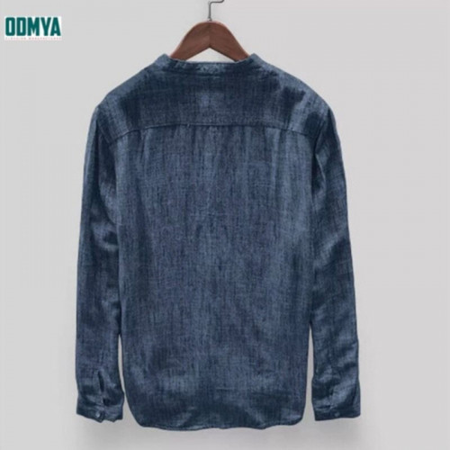 Loose Stand-up Collar Soft Polyester Casual Men Shirt
