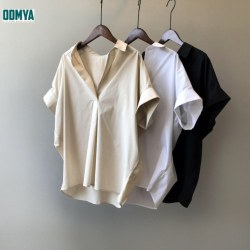New loose lapel design short sleeve shirt