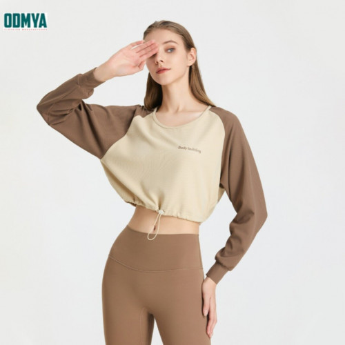 Crew neck long sleeve short sports top