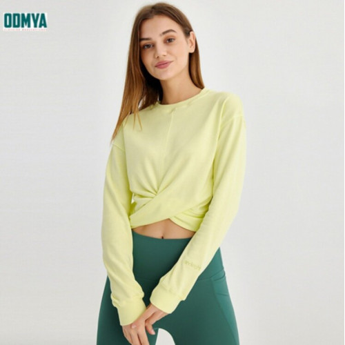 Long sleeve short embroidered tops women's sportswear