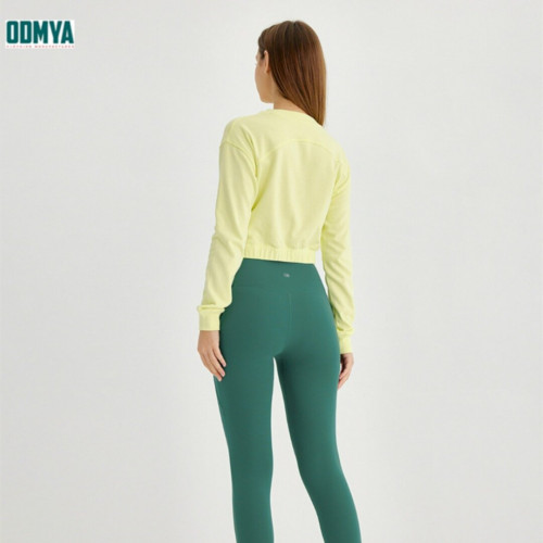 Long sleeve short embroidered tops women's sportswear