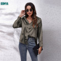 Solid Color Simulated Silk Smooth Long Sleeved Shirt Supplier
