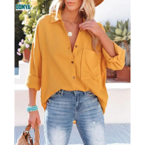 Lapel Long Sleeve Pocket Design Casual Shirt