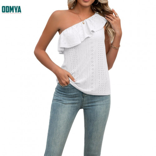 Off shoulder ruffled solid color versatile top
