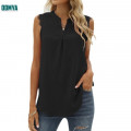 V-Neck Sleeveless Lace Loose Blouse Tops Supplier