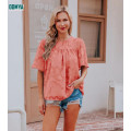 Flare Sleeved Lace Cut Out Doll T-Shirt Top Supplier