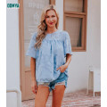 Flare Sleeved Lace Cut Out Doll T-Shirt Top Supplier