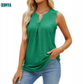 Sleeveless V-Neck Pleated Women's Tank Top Supplier