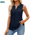 Sleeveless V-Neck Pleated Women's Tank Top Supplier