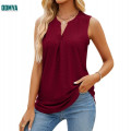 Sleeveless V-Neck Pleated Women's Tank Top Supplier