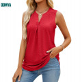 Sleeveless V-Neck Pleated Women's Tank Top Supplier