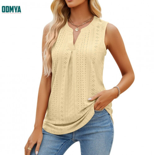 Sleeveless V-neck pleated women's tank top