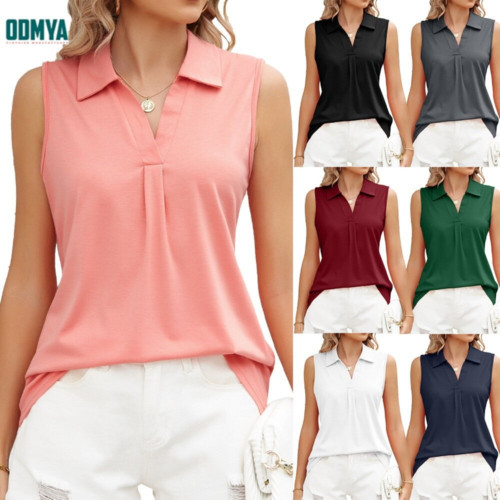 Summer Solid Polo Sleeveless Tank Top