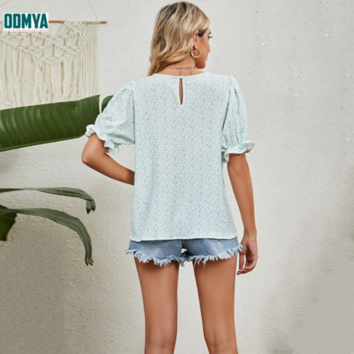 Summer round neck floral versatile top