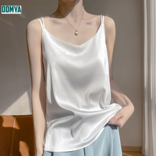 New Satin Loose Shoulder Strap Tank Top