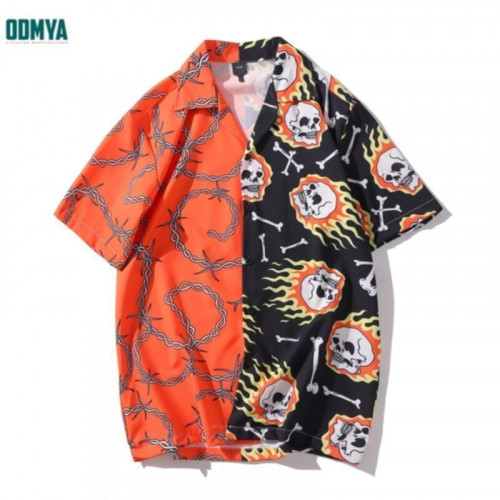 Printed holiday style short sleeved loose fitting men's shirt
