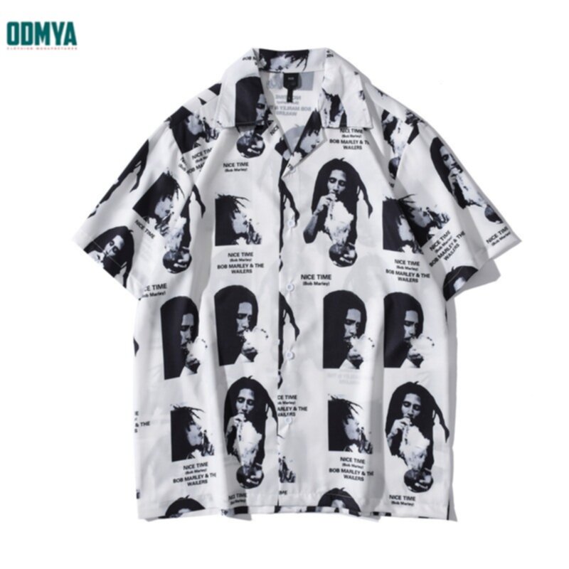 Printed Holiday Style Short Sleeved Loose Fitting Men's Shirt Supplier