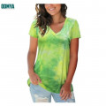 Summer New Tie Dye V-Neck Women T-Shirt Supplier