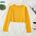 Ladies Cotton T-Shirt With Long Sleeve Round Neck For Autumn Supplier