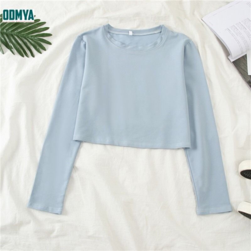 Ladies Cotton T-Shirt With Long Sleeve Round Neck For Autumn Supplier