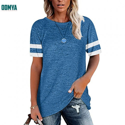 Summer Loose Soft Cotton Women′s T-Shirt With Round Collar
