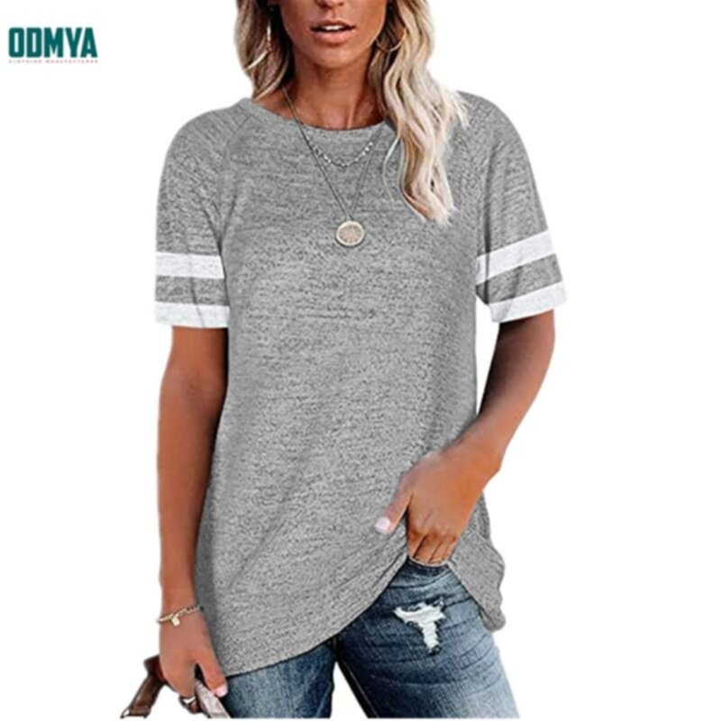 Summer Loose Soft Cotton Women′S T-Shirt With Round Collar Supplier