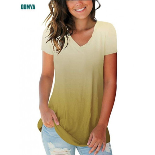 Women OEM T-Shirt with V-Neck Rich Color for Summer