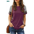 Women T-Shirt With Printed Stripe Round Neck Supplier