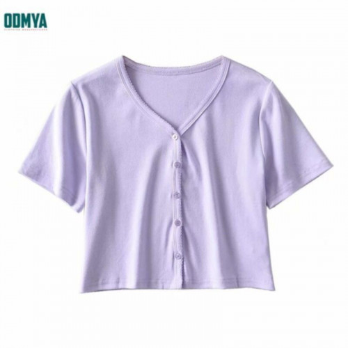 Summer Knitted Women Cardigan V-Neck  T-Shirt