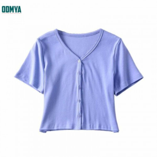 Summer Knitted Women Cardigan V-Neck  T-Shirt