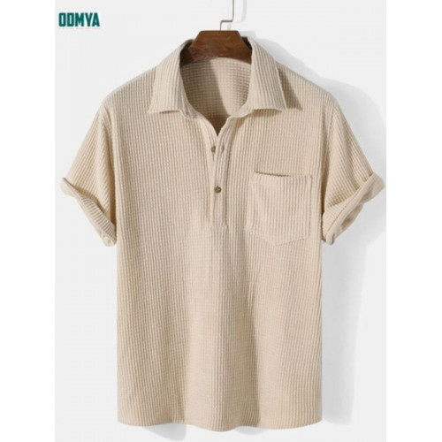 Casual loose plaid polo neck men's short sleeve