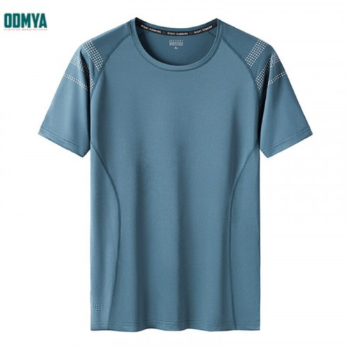 Men's elastic round neck sports short sleeve tops