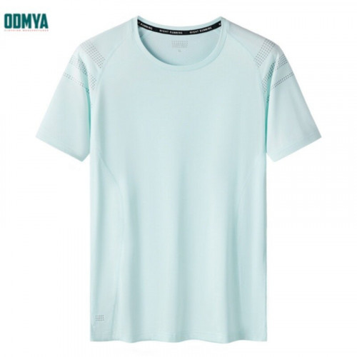 Men's elastic round neck sports short sleeve tops