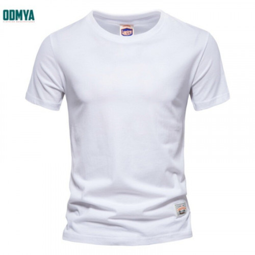 Plain cotton round neck casual short sleeve tops