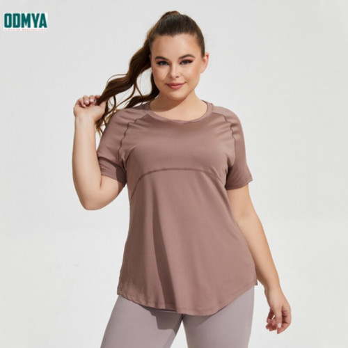 Large long round neck short sleeve women t-shirt