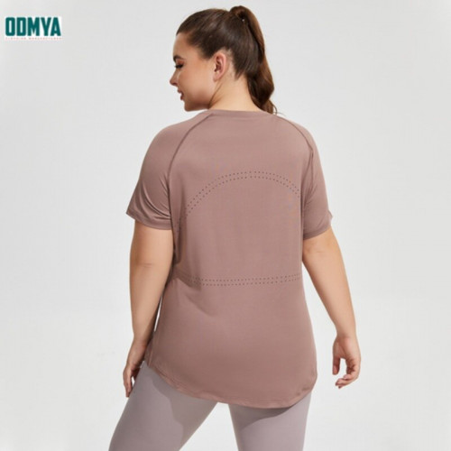 Large long round neck short sleeve women t-shirt