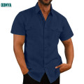 Solid Color Pocket Single Breasted Short Sleeved Men's Shirt Supplier
