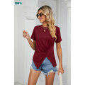 Summer New Solid Round Neck Pleated Short Sleeve Top Supplier