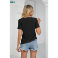 Summer New Solid Round Neck Pleated Short Sleeve Top Supplier
