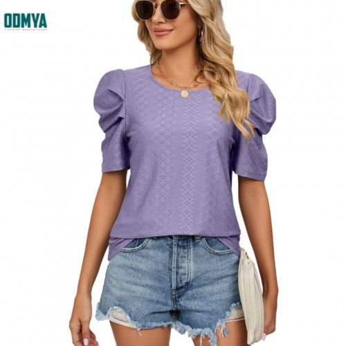 Summer Round Neck Bubble Sleeve Loose Women's T-Shirt